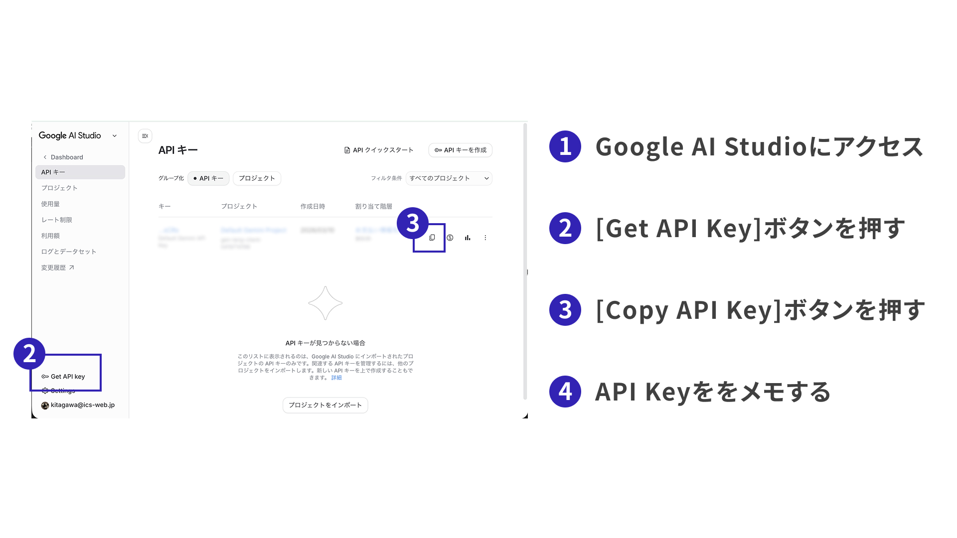 API key取得手順
